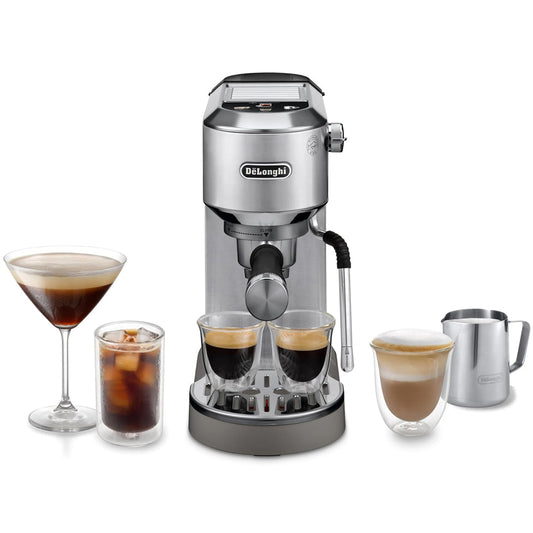 Delonghi EC890.M Dedica Duo with Advanced Milk Steam Wand Manual Espresso Machine Silver