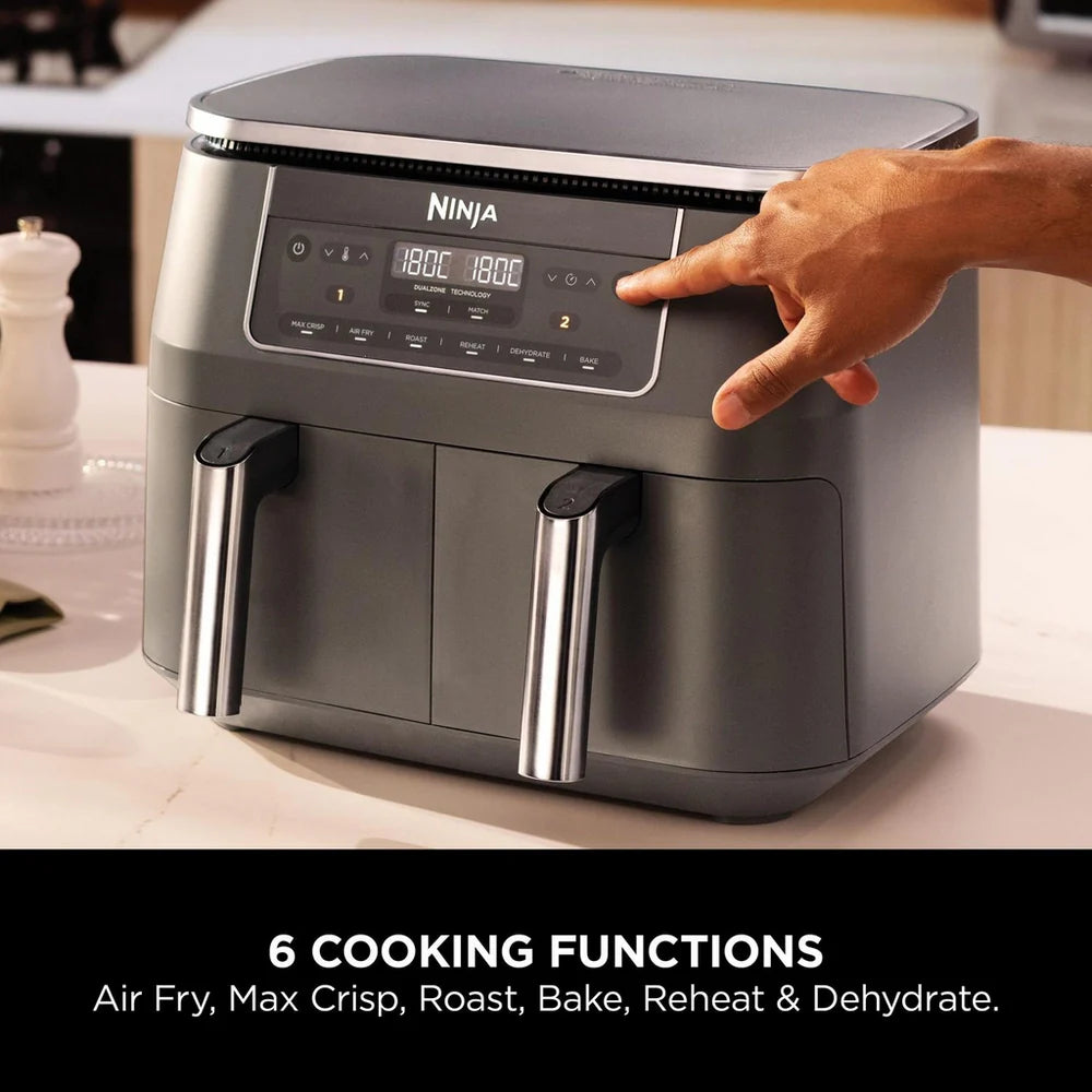 Ninja 6 in 1 Dual Zone Air Fryer 7.6L DZ300UK - Gun Metal Grey