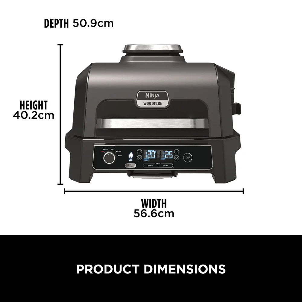 Ninja OG850UK Woodfire Pro XL Electric BBQ Grill & Smoker with Cover and Woodfire Pellets OG850UKCOVKIT