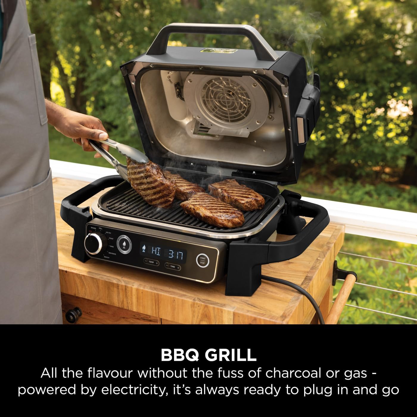 Ninja Woodfire Electric BBQ Grill and Smoker with Cover OG701UKCOVERKIT - CLEARANCE