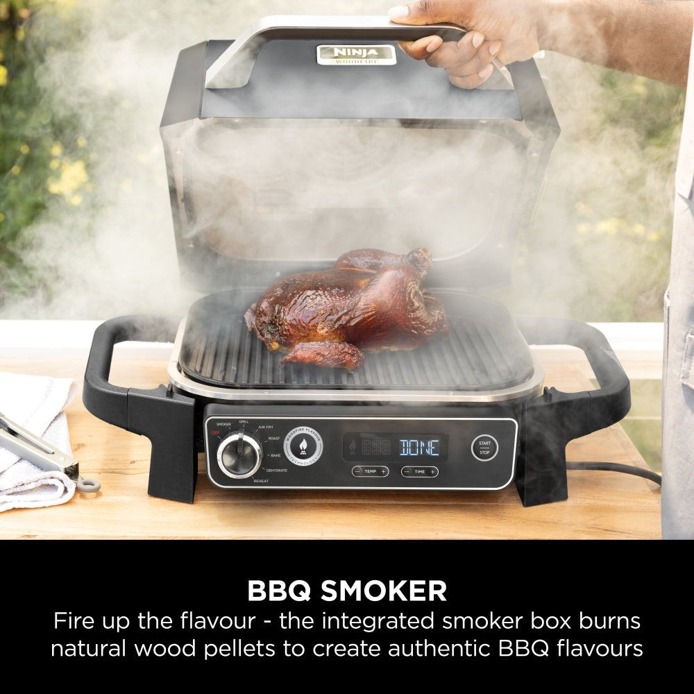 Ninja Woodfire Electric BBQ Grill and Smoker with Robust Blend Pellets OG701UKPELKIT