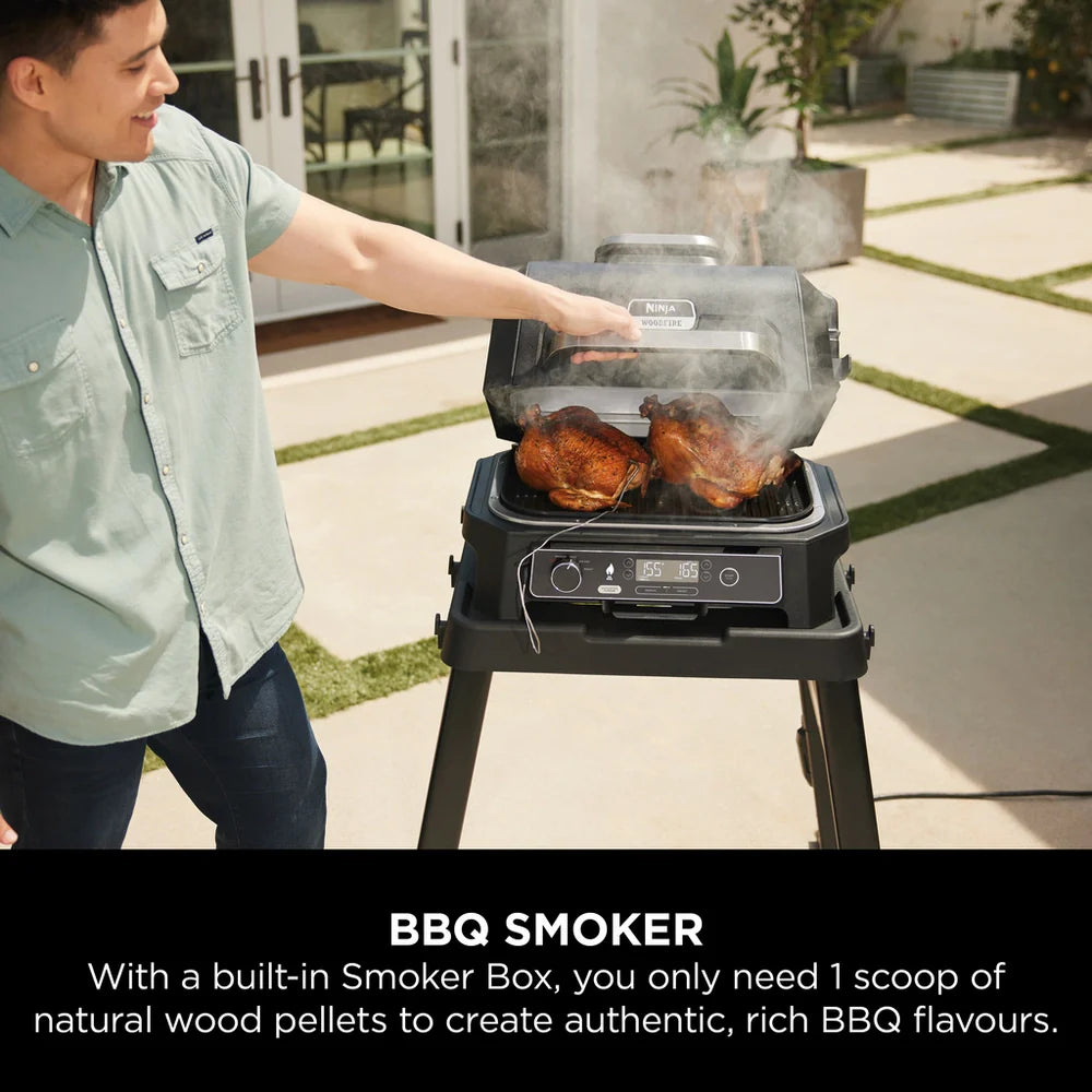 Ninja OG850UK Woodfire Pro XL Electric BBQ Grill & Smoker with Cover and Woodfire Pellets OG850UKCOVKIT