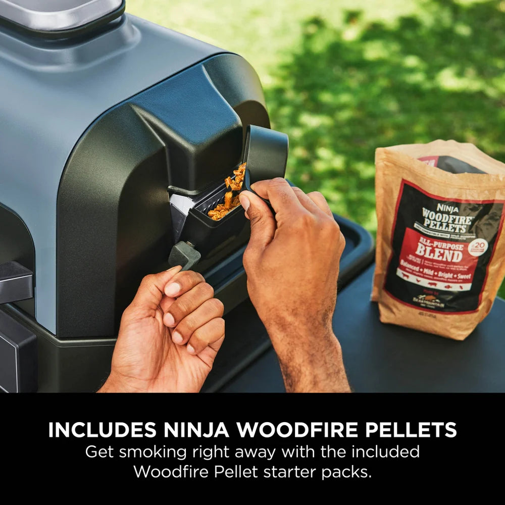 Ninja OG901UK Woodfire Pro Connect XL Electric BBQ Grill & Smoker with Cover and Woodfire Pellets OG901UKCOVKIT
